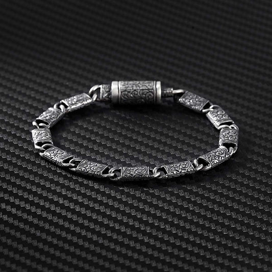 RARE PRINCE by CARAT SUTRA | Unique Hand Engraved Vintage Oxidized Bracelet | 925 Sterling Silver Bracelet | Men's Jewelry | With Certificate of Authenticity and 925 Hallmark
