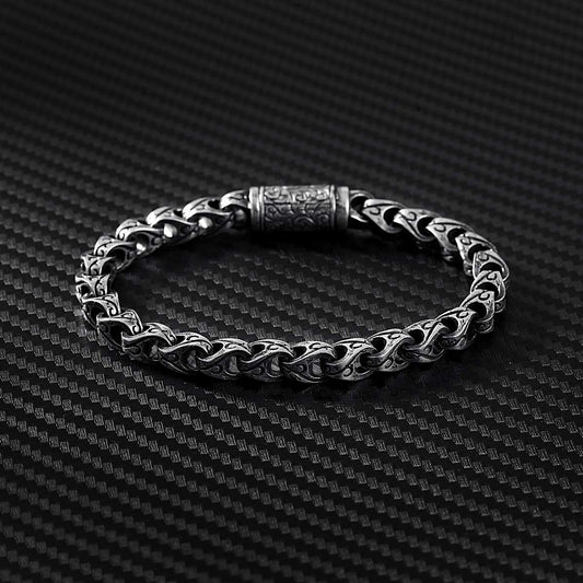 RARE PRINCE by CARAT SUTRA | Unique Hand Engraved Cylindrical Oxidized Bracelet | 925 Sterling Silver Bracelet | Men's Jewelry | With Certificate of Authenticity and 925 Hallmark