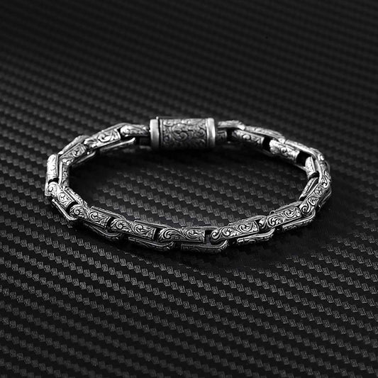 RARE PRINCE by CARAT SUTRA | Unique Hand Engraved Vintage Oxidized Bracelet | 925 Sterling Silver Bracelet | Men's Jewelry | With Certificate of Authenticity and 925 Hallmark