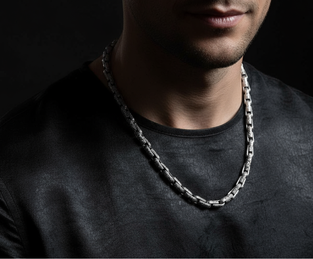 RARE PRINCE by CARAT SUTRA | Unique Hand Engraved Vintage Oxidized Chain | 925 Sterling Silver Chain | Men's Jewelry | With Certificate of Authenticity and 925 Hallmark