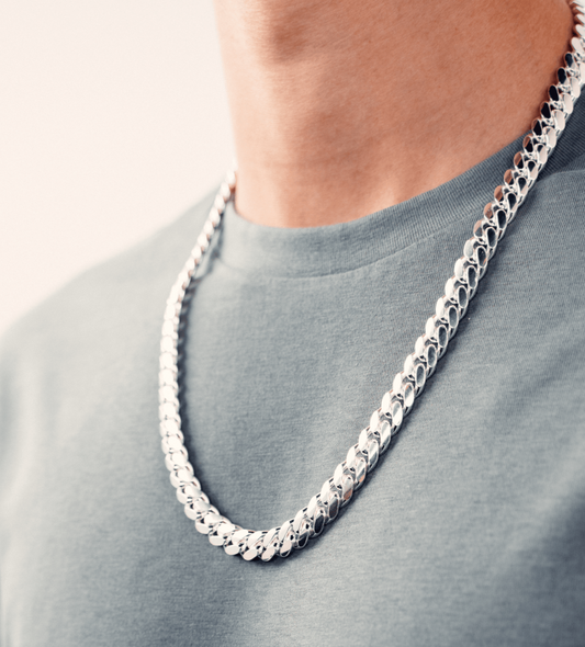 RARE PRINCE by CARAT SUTRA | 12mm Wide Solid Miami Cuban Link Chain | 925 Sterling Silver Chain | Men's Jewelry | With Certificate of Authenticity and 925 Hallmark - caratsutra