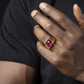 RARE PRINCE by CARAT SUTRA | Exclusive Classic Gold Signet Statement Ring with Faceted Black Zircon/ Red Zircon, Sterling Silver 925 Ring | Jewellery for Men| With Certificate of Authenticity and 925 Hallmark - caratsutra