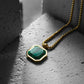 RARE PRINCE by CARAT SUTRA | Unique Designed 22kt Gold Micron Plated Silver Pendant in Natural Malachite for Men, 925 Sterling Silver Pendant | Men's Jewelry | With Certificate of Authenticity and 925 Hallmark - caratsutra