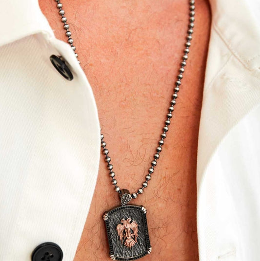 RARE PRINCE by CARAT SUTRA | Unique Designed Eagle Pendant for Men | 925 Sterling Silver Rosegold Plated Oxidized Pendant | Men's Jewelry | With Certificate of Authenticity and 925 Hallmark - caratsutra