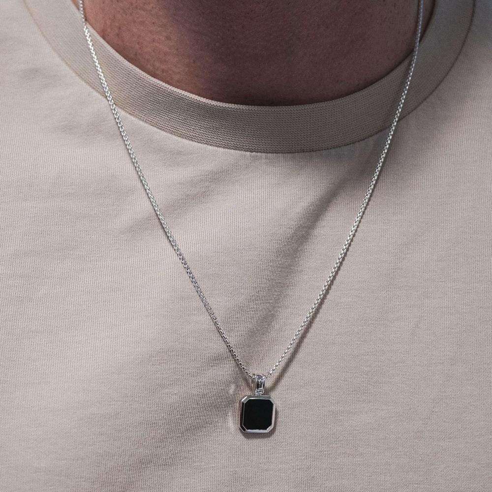 RARE PRINCE by CARAT SUTRA | Unique Designed Silver Pendant in Natural Black Onyx for Men, 925 Sterling Silver Pendant | Men's Jewelry | With Certificate of Authenticity and 925 Hallmark - caratsutra