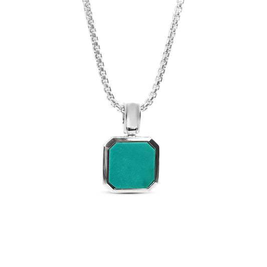 RARE PRINCE by CARAT SUTRA | Unique Designed Silver Pendant in Natural Turquoise for Men, 925 Sterling Silver Pendant | Men's Jewelry | With Certificate of Authenticity and 925 Hallmark - caratsutra