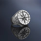 RARE PRINCE by CARAT SUTRA | Exclusive Signet Style Compass Ring, Sterling Silver 925 Ring | Jewellery for Men| With Certificate of Authenticity and 925 Hallmark - caratsutra