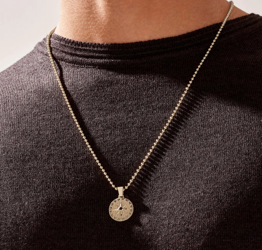 RARE PRINCE by CARAT SUTRA | Unique Designed Compass Pendant for Men | 925 Sterling Silver Pendant | Men's Jewelry | With Certificate of Authenticity and 925 Hallmark - caratsutra