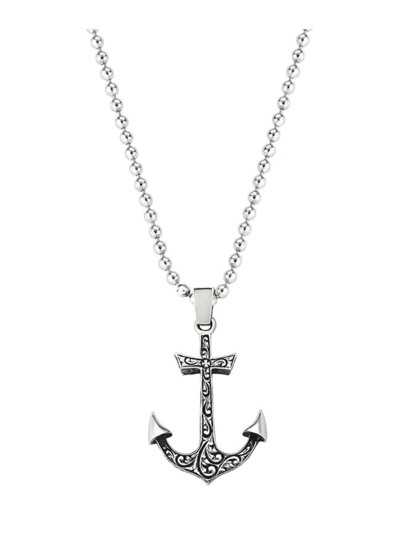 RARE PRINCE by CARAT SUTRA | Unique Sailor's Anchor Pendant with Engraved Design, 925 Sterling Silver Pendant | Men's Jewelry | With Certificate of Authenticity and 925 Hallmark - caratsutra