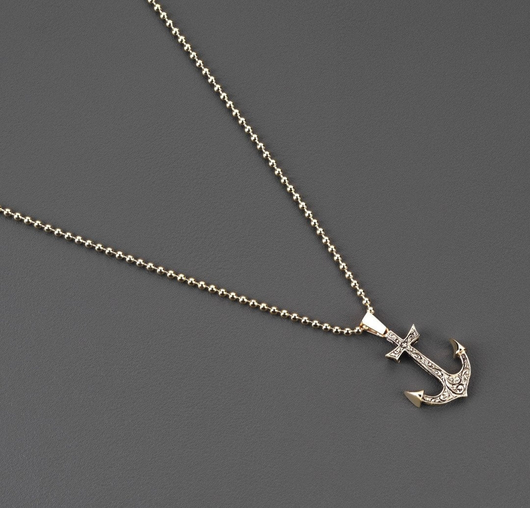 RARE PRINCE by CARAT SUTRA | Unique Sailor's Anchor Pendant with Engraved Design, 925 Sterling Silver Pendant | Men's Jewelry | With Certificate of Authenticity and 925 Hallmark - caratsutra