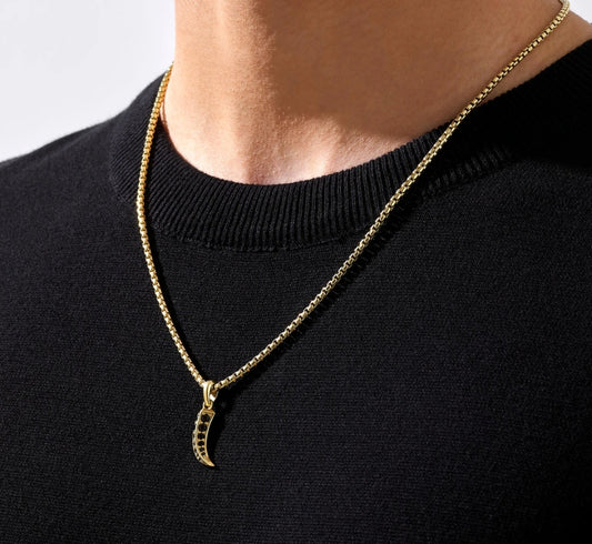 RARE PRINCE by CARAT SUTRA | Unique Designed Claw Pendant Studded with Black Zircons | 22kt Gold Micron Plated 925 Sterling Silver Pendant | Men's Jewelry | With Certificate of Authenticity and 925 Hallmark - caratsutra