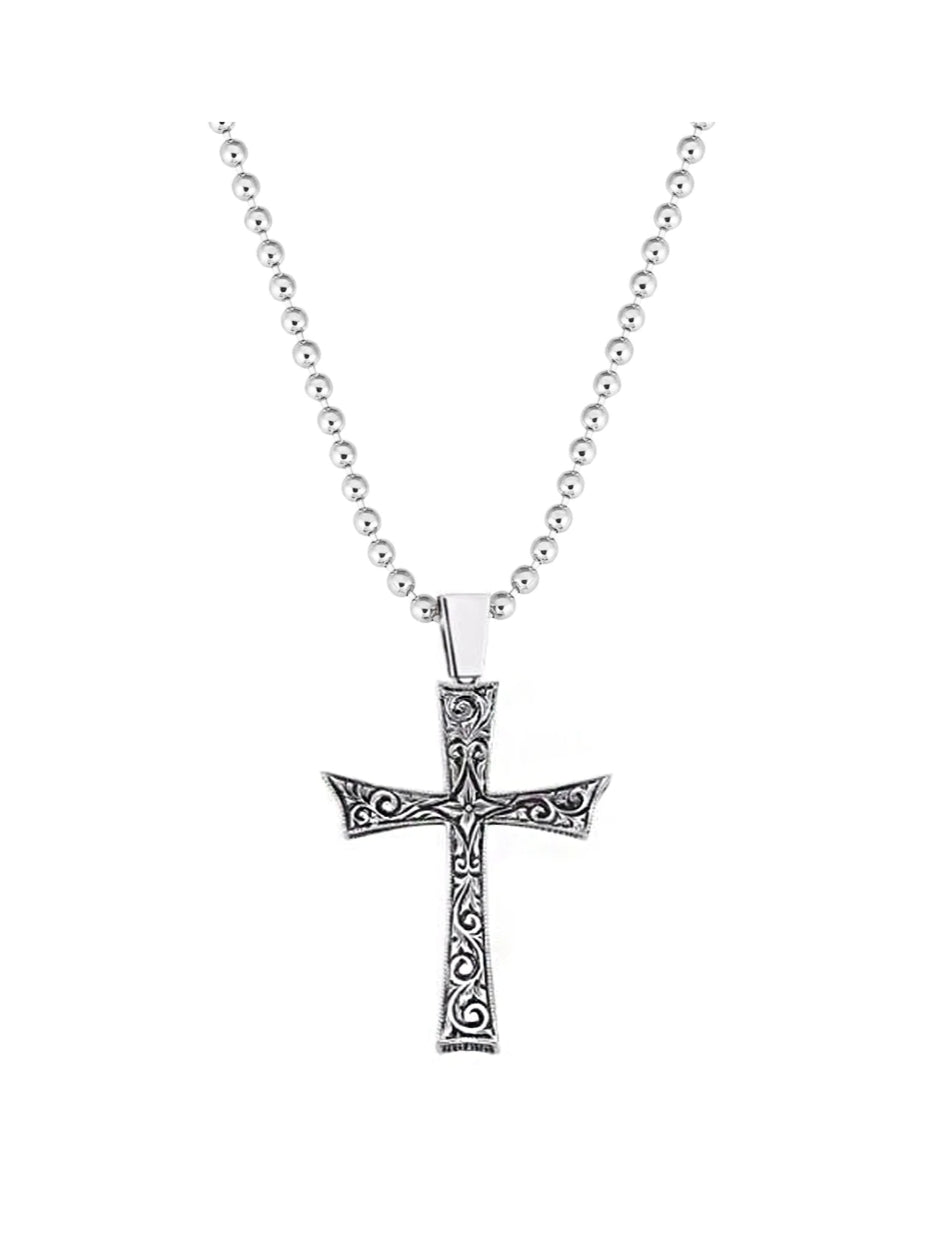 RARE PRINCE by CARAT SUTRA | Unique Classic Cross Pendant with Engraved Design, 925 Sterling Silver Pendant | Men's Jewelry | With Certificate of Authenticity and 925 Hallmark - caratsutra