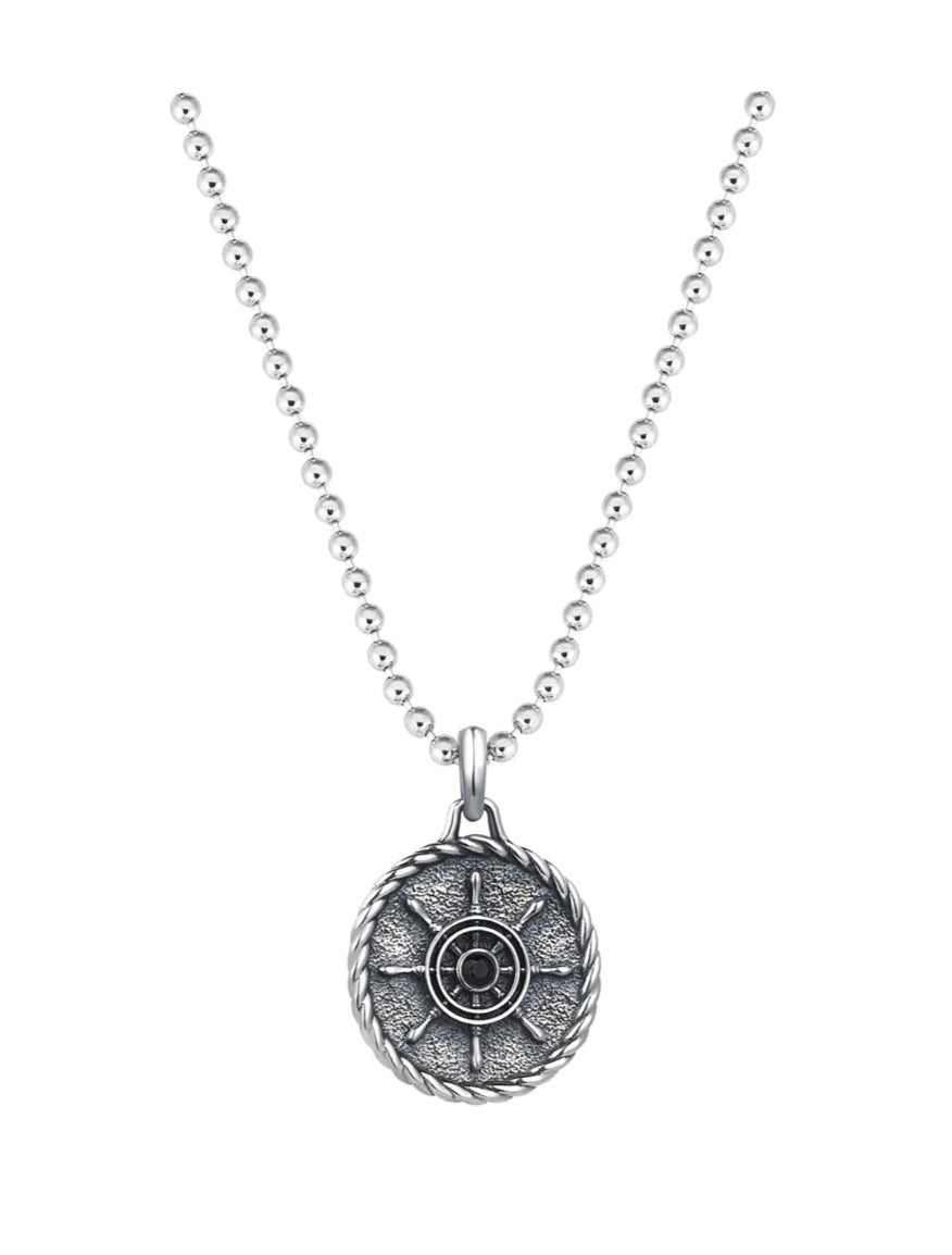 RARE PRINCE by CARAT SUTRA | Unique Designed Silver Rudder Pendant for Men | Oxidized 925 Sterling Silver Pendant | Men's Jewelry | With Certificate of Authenticity and 925 Hallmark - caratsutra