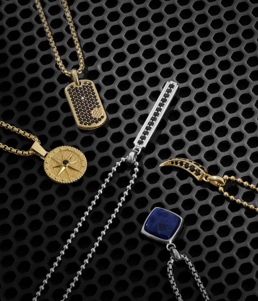 RARE PRINCE by CARAT SUTRA | Unique Designed Silver Pendant in Natural Sodalite for Men, 925 Sterling Silver Pendant | Men's Jewelry | With Certificate of Authenticity and 925 Hallmark - caratsutra