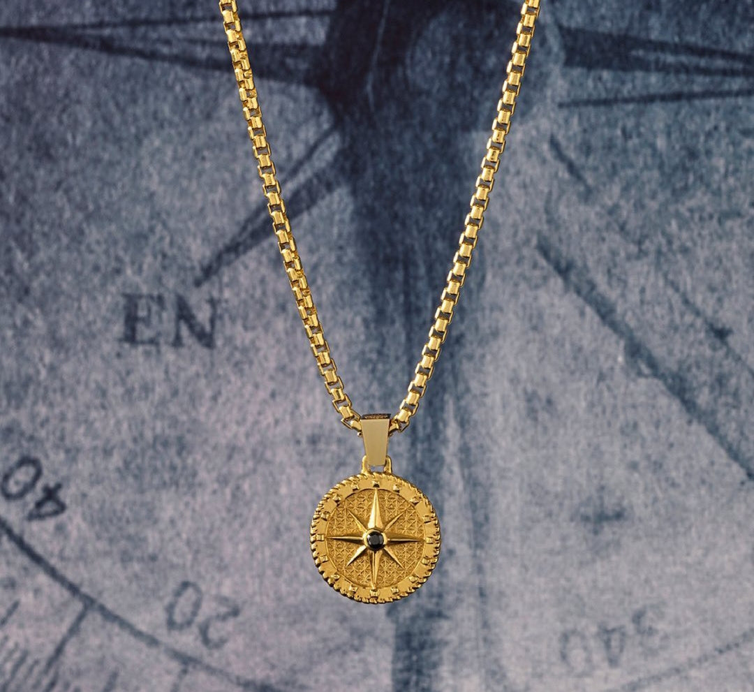 RARE PRINCE by CARAT SUTRA | Unique Designed Compass Pendant for Men | 925 Sterling Silver Pendant | Men's Jewelry | With Certificate of Authenticity and 925 Hallmark - caratsutra