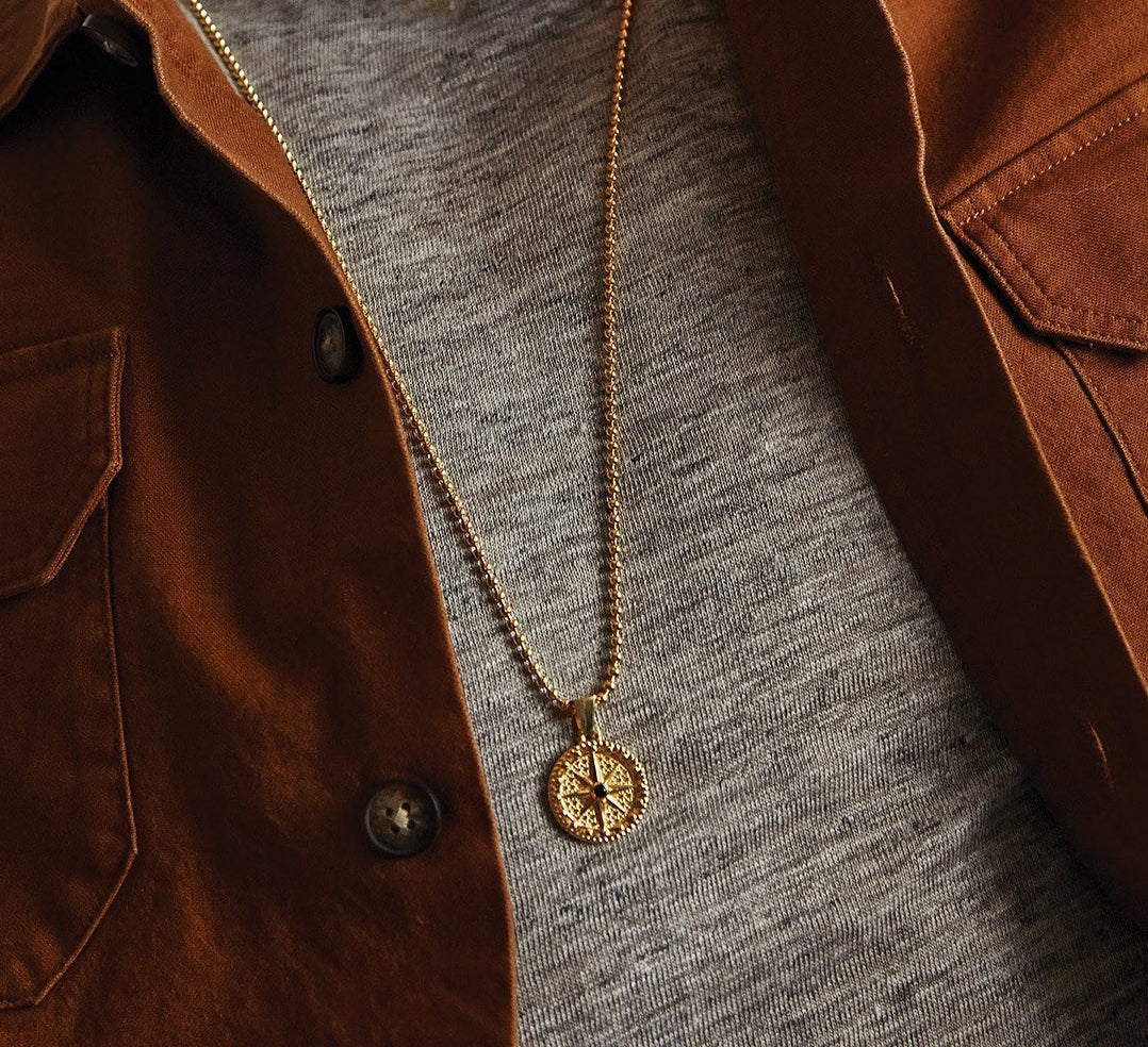 Gold Starburst Pendant Necklace Mens Waterproof Jewelry – FU MILLI