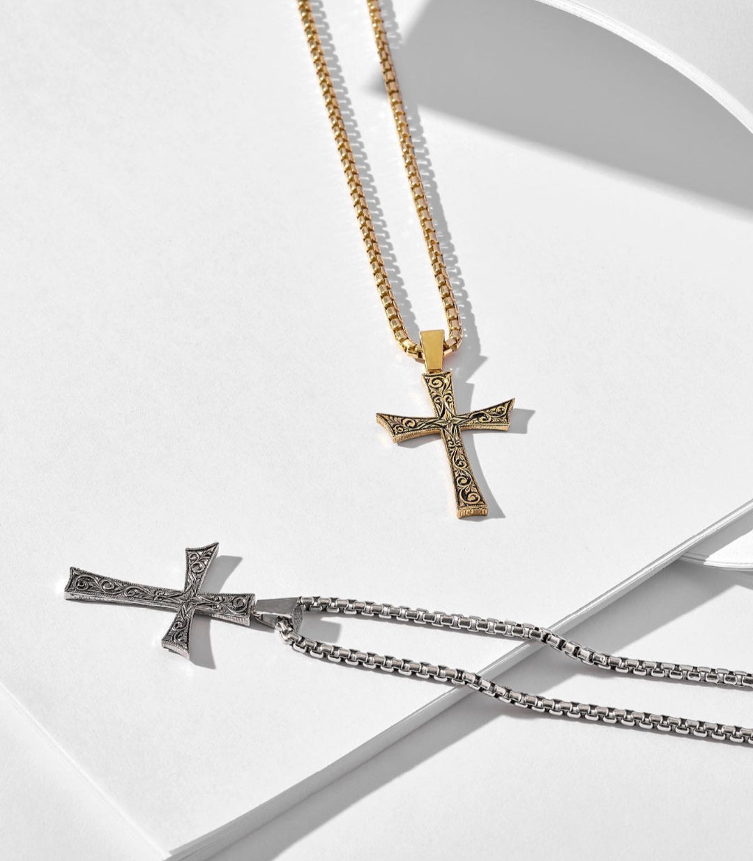 RARE PRINCE by CARAT SUTRA | Unique Classic Cross Pendant with Engraved Design, 925 Sterling Silver Pendant | Men's Jewelry | With Certificate of Authenticity and 925 Hallmark - caratsutra