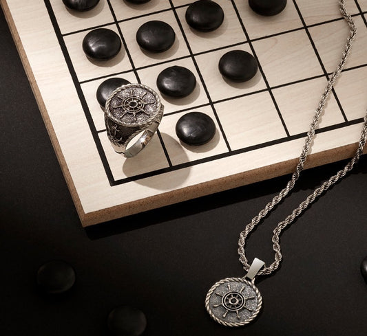 RARE PRINCE by CARAT SUTRA | Unique Designed Silver Rudder Pendant for Men | Oxidized 925 Sterling Silver Pendant | Men's Jewelry | With Certificate of Authenticity and 925 Hallmark - caratsutra