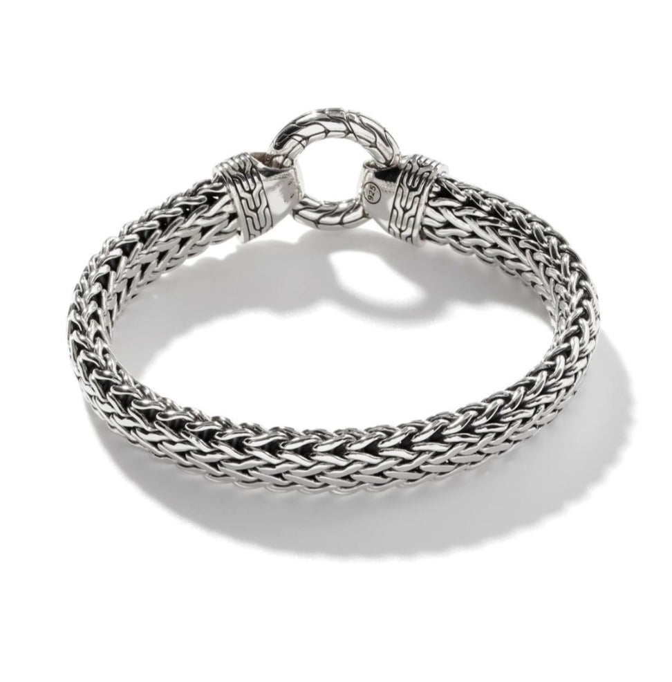 Simple 4mm Figaro Chain Bracelet For Men In Sterling Silver