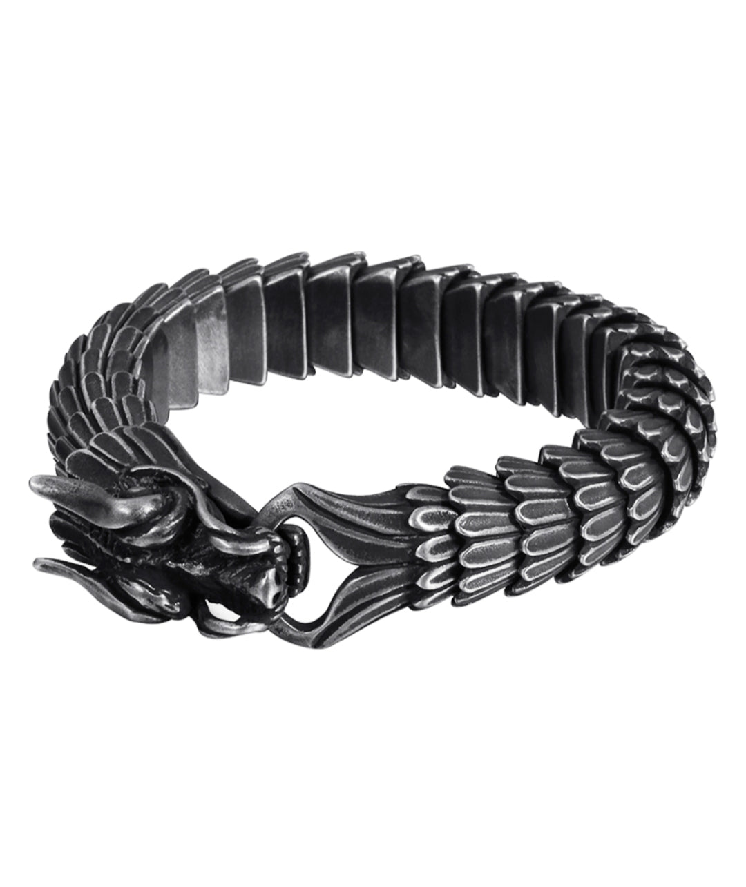 RARE PRINCE by CARAT SUTRA | Unique Vintage Dark/Light Oxidized Dragon Bracelet | 925 Sterling Silver Dark/Light Oxidized Bracelet | Unisex Jewelry | With Certificate of Authenticity and 925 Hallmark - caratsutra