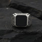 RARE PRINCE by CARAT SUTRA | Unique Turkish Style Ring with Natural Black Onyx | 925 Sterling Silver Oxidized Ring | Men's Jewelry | With Certificate of Authenticity and 925 Hallmark - caratsutra