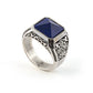 RARE PRINCE by CARAT SUTRA | Unique Turkish Style Ring with Natural Lapis Lazuli | 925 Sterling Silver Oxidized Ring | Men's Jewelry | With Certificate of Authenticity and 925 Hallmark - caratsutra