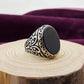 RARE PRINCE by CARAT SUTRA | Unique Turkish Style Ring with Natural Black Onyx | 925 Sterling Silver Oxidized Ring | Men's Jewelry | With Certificate of Authenticity and 925 Hallmark - caratsutra