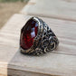 RARE PRINCE by CARAT SUTRA | Unique Turkish Style Ring with Faceted S Ruby | 925 Sterling Silver Oxidized Ring | Men's Jewelry | With Certificate of Authenticity and 925 Hallmark - caratsutra