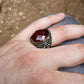 RARE PRINCE by CARAT SUTRA | Unique Turkish Style Ring with Faceted S Ruby | 925 Sterling Silver Oxidized Ring | Men's Jewelry | With Certificate of Authenticity and 925 Hallmark - caratsutra