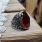 RARE PRINCE by CARAT SUTRA | Unique Turkish Style Ring with Faceted S Ruby | 925 Sterling Silver Oxidized Ring | Men's Jewelry | With Certificate of Authenticity and 925 Hallmark - caratsutra