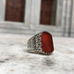 RARE PRINCE by CARAT SUTRA | Unique Turkish Gucci Style Ring with Natural Red Agate | 925 Sterling Silver Oxidized Ring | Men's Jewelry | With Certificate of Authenticity and 925 Hallmark - caratsutra