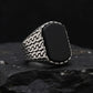 RARE PRINCE by CARAT SUTRA | Unique Turkish Gucci Style Ring with Natural Black Onyx | 925 Sterling Silver Oxidized Ring | Men's Jewelry | With Certificate of Authenticity and 925 Hallmark - caratsutra