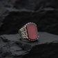 RARE PRINCE by CARAT SUTRA | Unique Turkish Gucci Style Ring with Natural Red Agate | 925 Sterling Silver Oxidized Ring | Men's Jewelry | With Certificate of Authenticity and 925 Hallmark - caratsutra