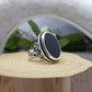 RARE PRINCE by CARAT SUTRA | Unique Turkish Style Ring with Natural Black Onyx  | 925 Sterling Silver Oxidized Ring | Men's Jewelry | With Certificate of Authenticity and 925 Hallmark - caratsutra