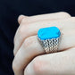 RARE PRINCE by CARAT SUTRA | Unique Turkish Gucci Style Ring with Natural Blue Turquoise | 925 Sterling Silver Oxidized Ring | Men's Jewelry | With Certificate of Authenticity and 925 Hallmark - caratsutra