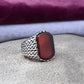RARE PRINCE by CARAT SUTRA | Unique Turkish Gucci Style Ring with Natural Red Agate | 925 Sterling Silver Oxidized Ring | Men's Jewelry | With Certificate of Authenticity and 925 Hallmark - caratsutra