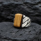 RARE PRINCE by CARAT SUTRA | Unique Turkish Braided Style Ring with Natural Tiger Eye | 925 Sterling Silver Oxidized Ring | Men's Jewelry | With Certificate of Authenticity and 925 Hallmark - caratsutra