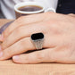 RARE PRINCE by CARAT SUTRA | Unique Turkish Gucci Style Ring with Natural Black Onyx | 925 Sterling Silver Oxidized Ring | Men's Jewelry | With Certificate of Authenticity and 925 Hallmark - caratsutra