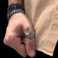 RARE PRINCE by CARAT SUTRA | Unique Turkish Style Thumb Ring | 925 Sterling Silver Oxidized Ring | Men's Jewelry | With Certificate of Authenticity and 925 Hallmark - caratsutra