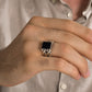 RARE PRINCE by CARAT SUTRA | Unique Turkish Gucci Style Ring with Natural Black Onyx | 925 Sterling Silver Oxidized Ring | Men's Jewelry | With Certificate of Authenticity and 925 Hallmark - caratsutra