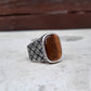 RARE PRINCE by CARAT SUTRA | Unique Turkish Style Ring with Natural Tiger Eye | 925 Sterling Silver Oxidized Ring | Men's Jewelry | With Certificate of Authenticity and 925 Hallmark - caratsutra
