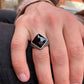 RARE PRINCE by CARAT SUTRA | Unique Turkish Style Ring with Faceted Natural Black Onyx | 925 Sterling Silver Oxidized Ring | Men's Jewelry | With Certificate of Authenticity and 925 Hallmark - caratsutra