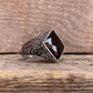 RARE PRINCE by CARAT SUTRA | Unique Turkish Style Ring with Faceted Natural Black Onyx | 925 Sterling Silver Oxidized Ring | Men's Jewelry | With Certificate of Authenticity and 925 Hallmark - caratsutra