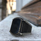 RARE PRINCE by CARAT SUTRA | Unique Turkish Style Ring with Natural Black Onyx | 925 Sterling Silver Oxidized Ring | Men's Jewelry | With Certificate of Authenticity and 925 Hallmark - caratsutra