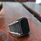 RARE PRINCE by CARAT SUTRA | Unique Turkish Style Ring with Natural Black Onyx | 925 Sterling Silver Oxidized Ring | Men's Jewelry | With Certificate of Authenticity and 925 Hallmark - caratsutra