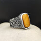 RARE PRINCE by CARAT SUTRA | Unique Turkish Style Ring with Natural Tiger Eye | 925 Sterling Silver Oxidized Ring | Men's Jewelry | With Certificate of Authenticity and 925 Hallmark - caratsutra