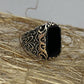 RARE PRINCE by CARAT SUTRA | Unique Turkish Style Ring with Natural Black Onyx | 925 Sterling Silver Oxidized Ring | Men's Jewelry | With Certificate of Authenticity and 925 Hallmark - caratsutra