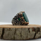 RARE PRINCE by CARAT SUTRA | Unique Turkish Style Ring with Natural Green Onyx | 925 Sterling Silver Oxidized Ring | Men's Jewelry | With Certificate of Authenticity and 925 Hallmark - caratsutra