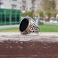 RARE PRINCE by CARAT SUTRA | Unique Turkish Style Ring with Natural Black Onyx | 925 Sterling Silver Oxidized Ring | Men's Jewelry | With Certificate of Authenticity and 925 Hallmark - caratsutra