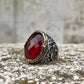 RARE PRINCE by CARAT SUTRA | Unique Turkish Style Ring with Faceted S Ruby | 925 Sterling Silver Oxidized Ring | Men's Jewelry | With Certificate of Authenticity and 925 Hallmark - caratsutra